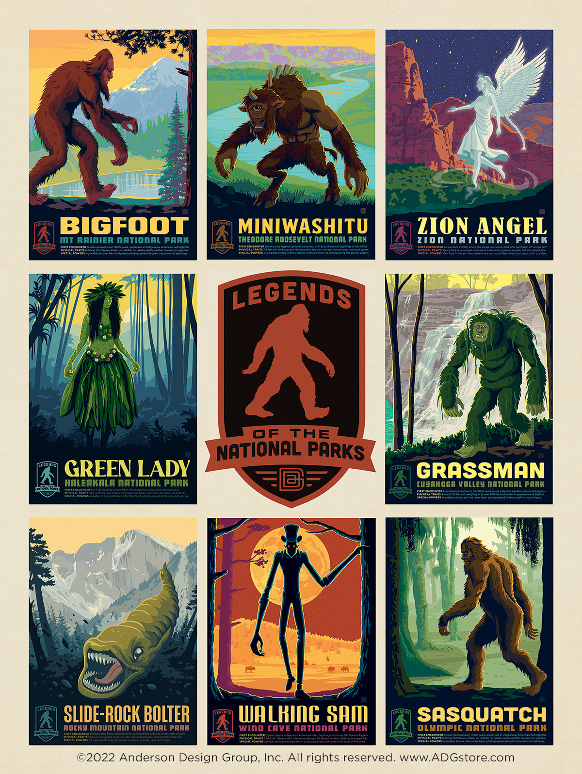 Legends of the National Parks Poster Art: Walking on the Wild Side