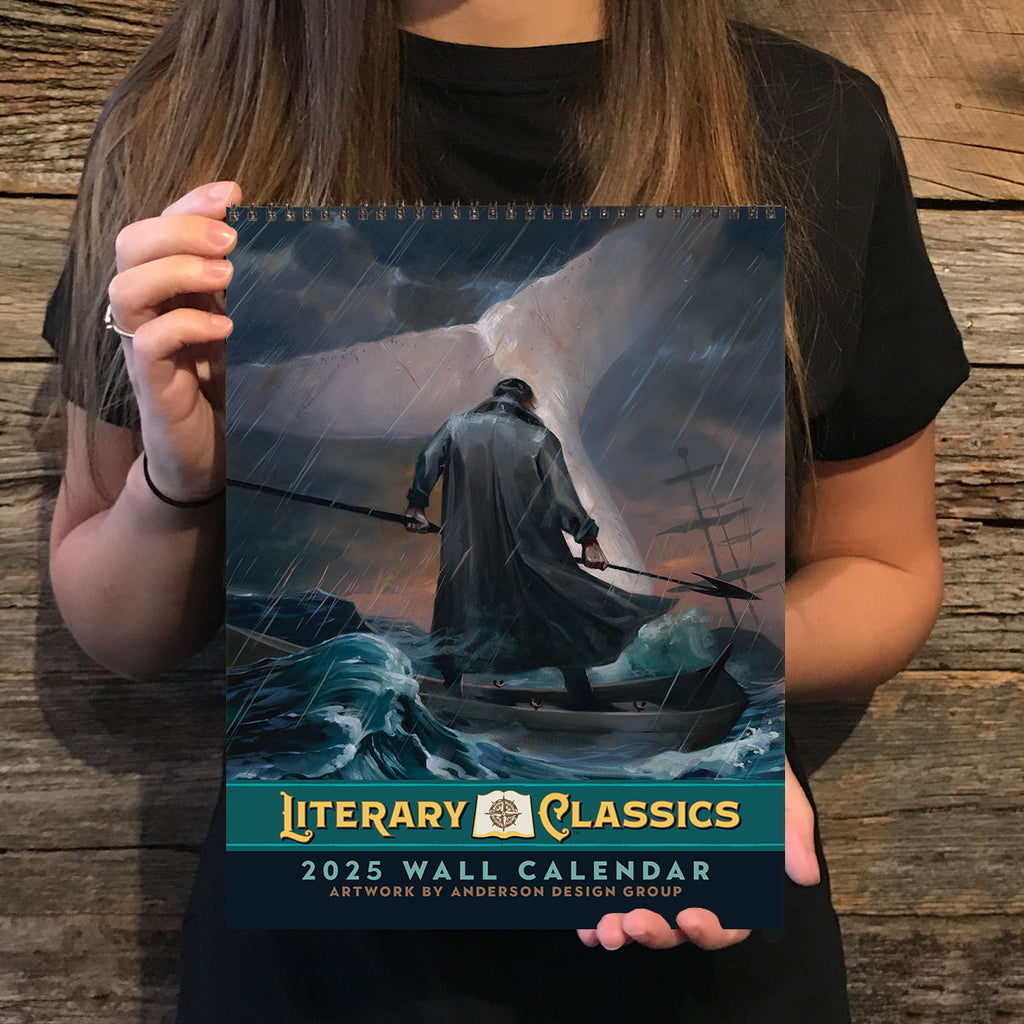 Woman holding our literary classic calendar