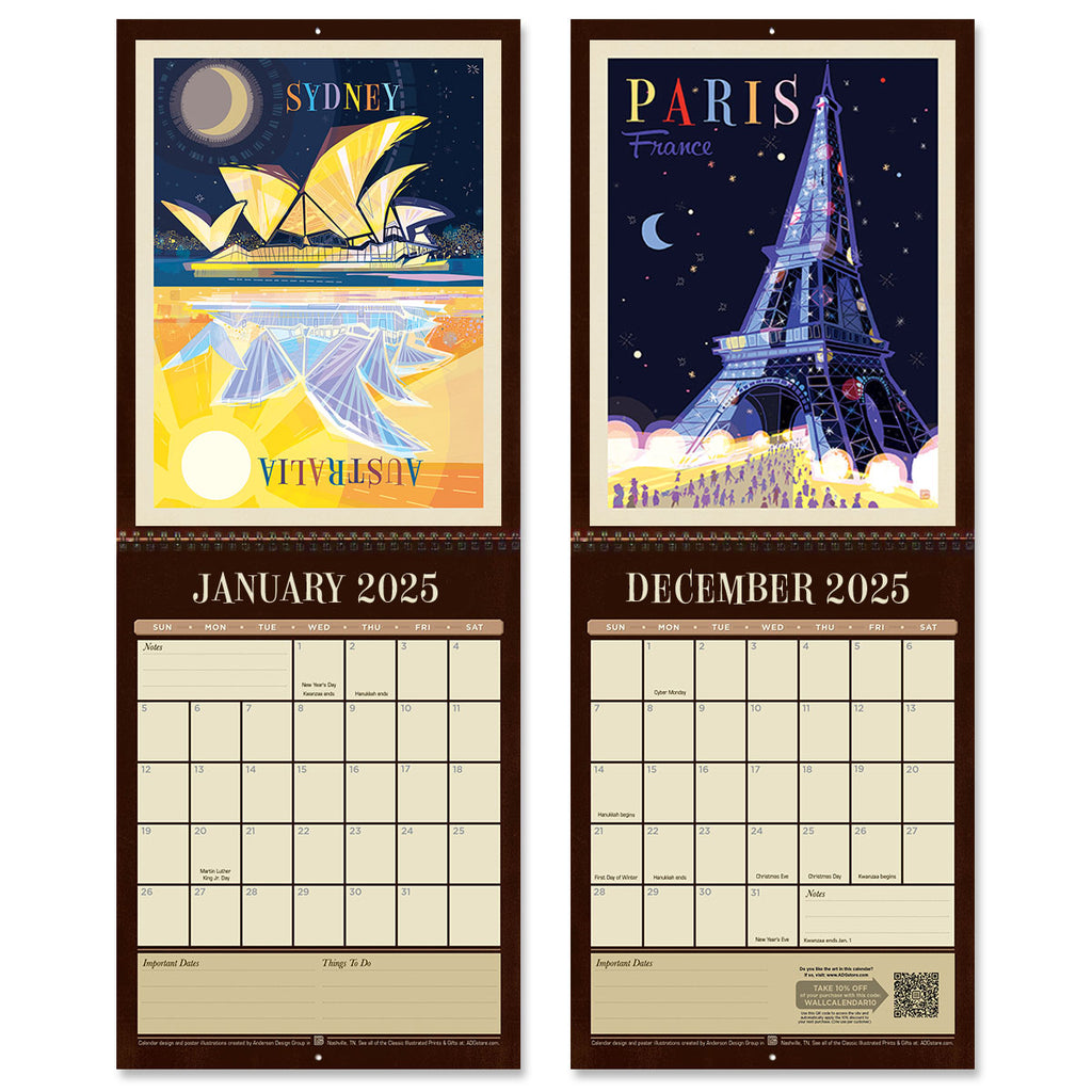 2025 Wall Calendar: Modern World Travel (Mod Designs)